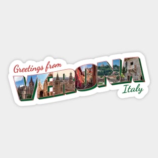 Greetings from Verona in Italy Vintage style retro souvenir Sticker